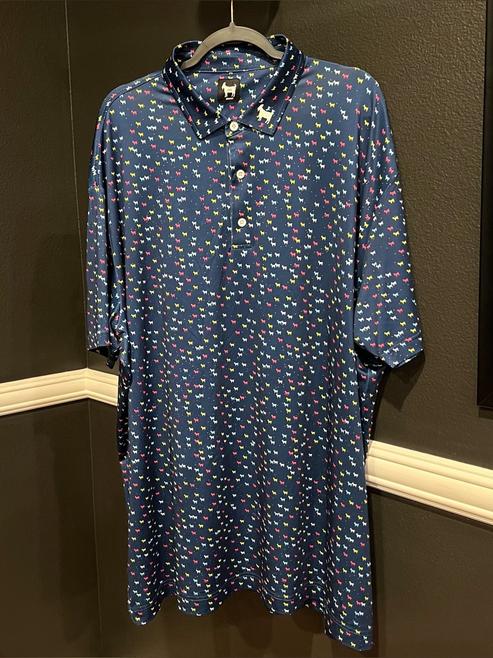 Goated Men's Blue All Over Print Short Sleeve Performance Golf Polo Shirt 4XL